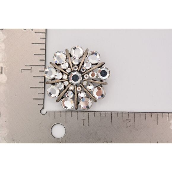 Bonnie J Crystal Pin Brooch Dark Silver Tone Sparkling Rhinestone Signed Bin1 - Picture 12 of 12